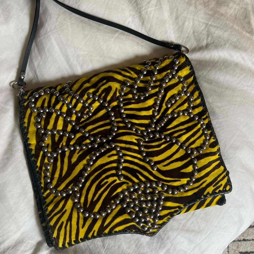 Yellow and Black Zebra Print Women's Bag